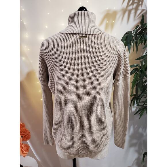 MICHAEL Michael Kors Chunky Waffle Knit Turtleneck Sweater Womens Size XS Beige - Picture 4 of 11